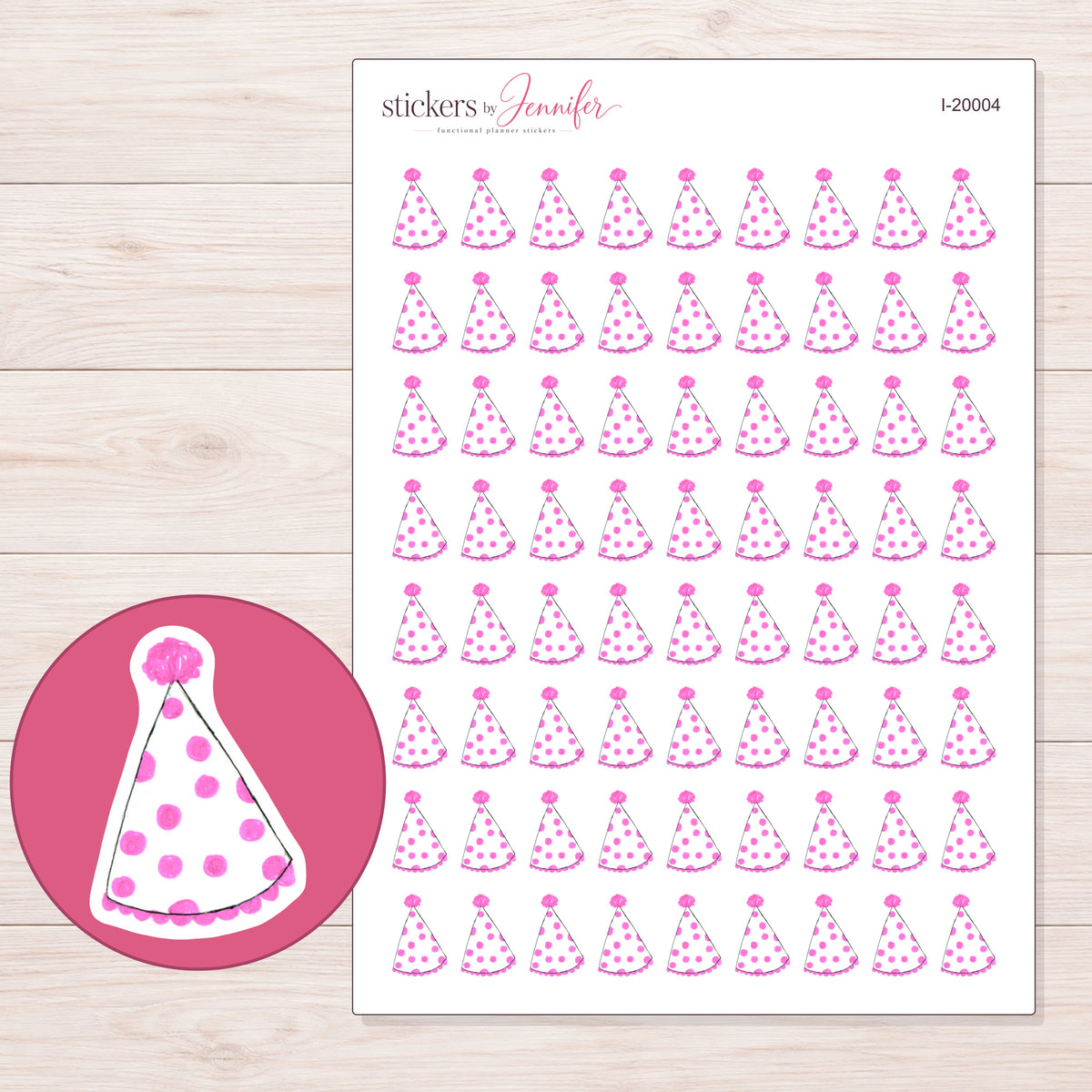 I-20004 planner sticker sheet with enlarged sticker detail