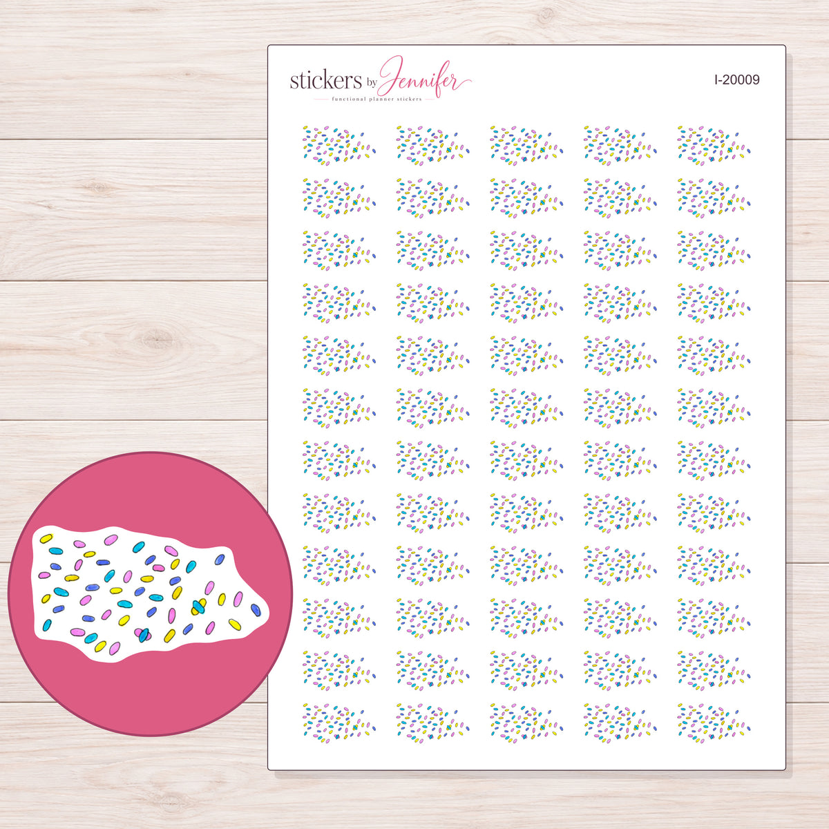 I-20009 planner sticker sheet with enlarged sticker detail