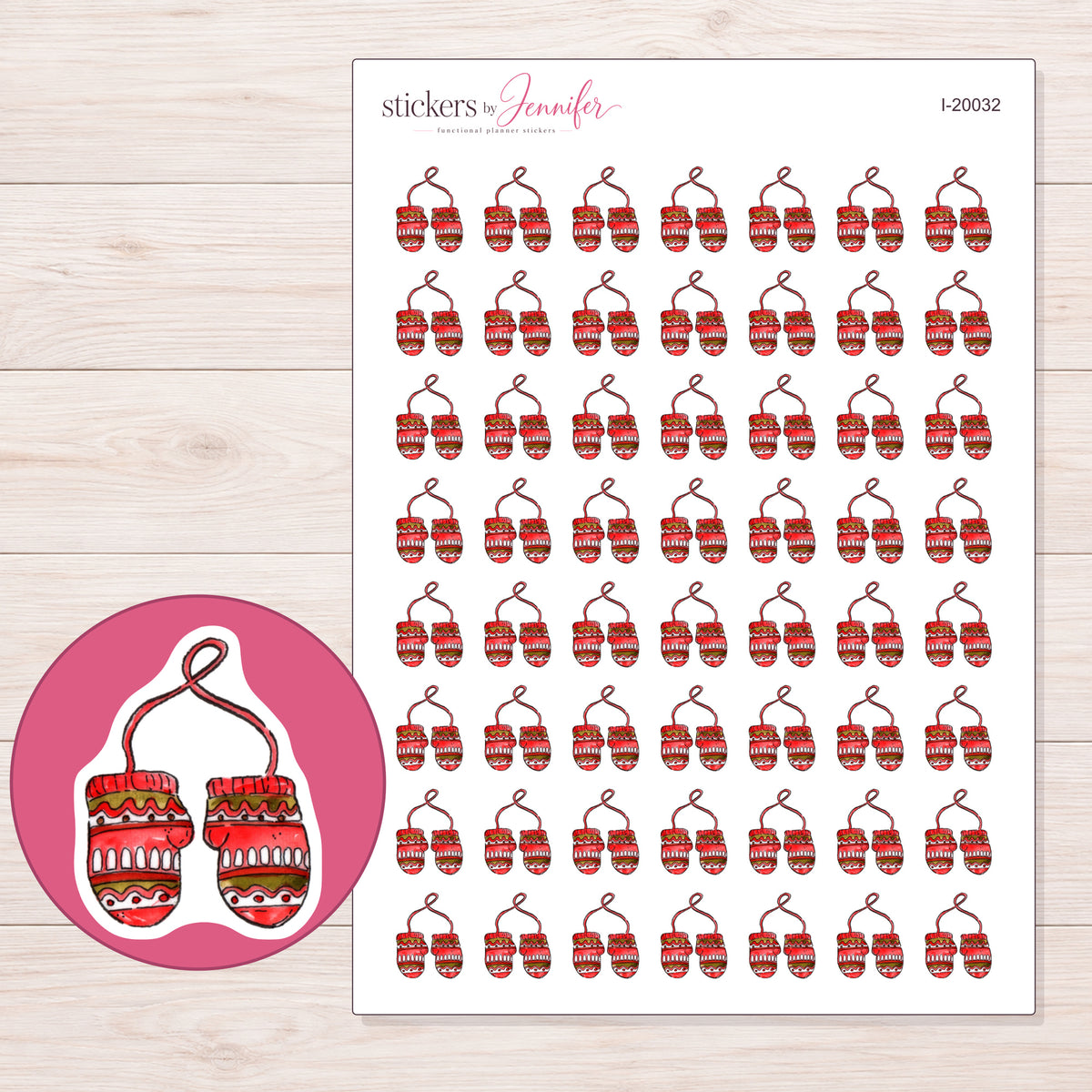 I-20032 planner sticker sheet with enlarged sticker detail
