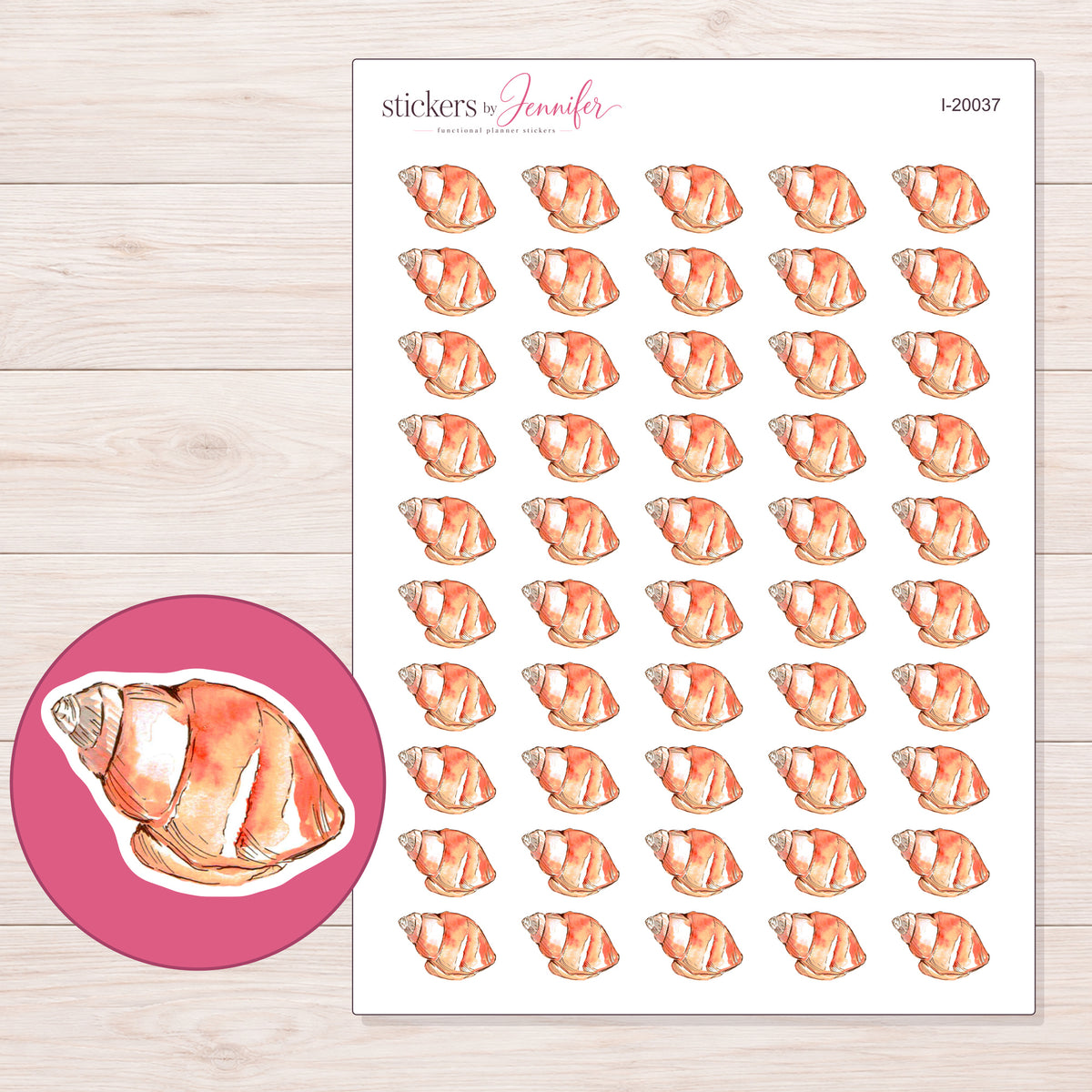 I-20037 planner sticker sheet with enlarged sticker detail