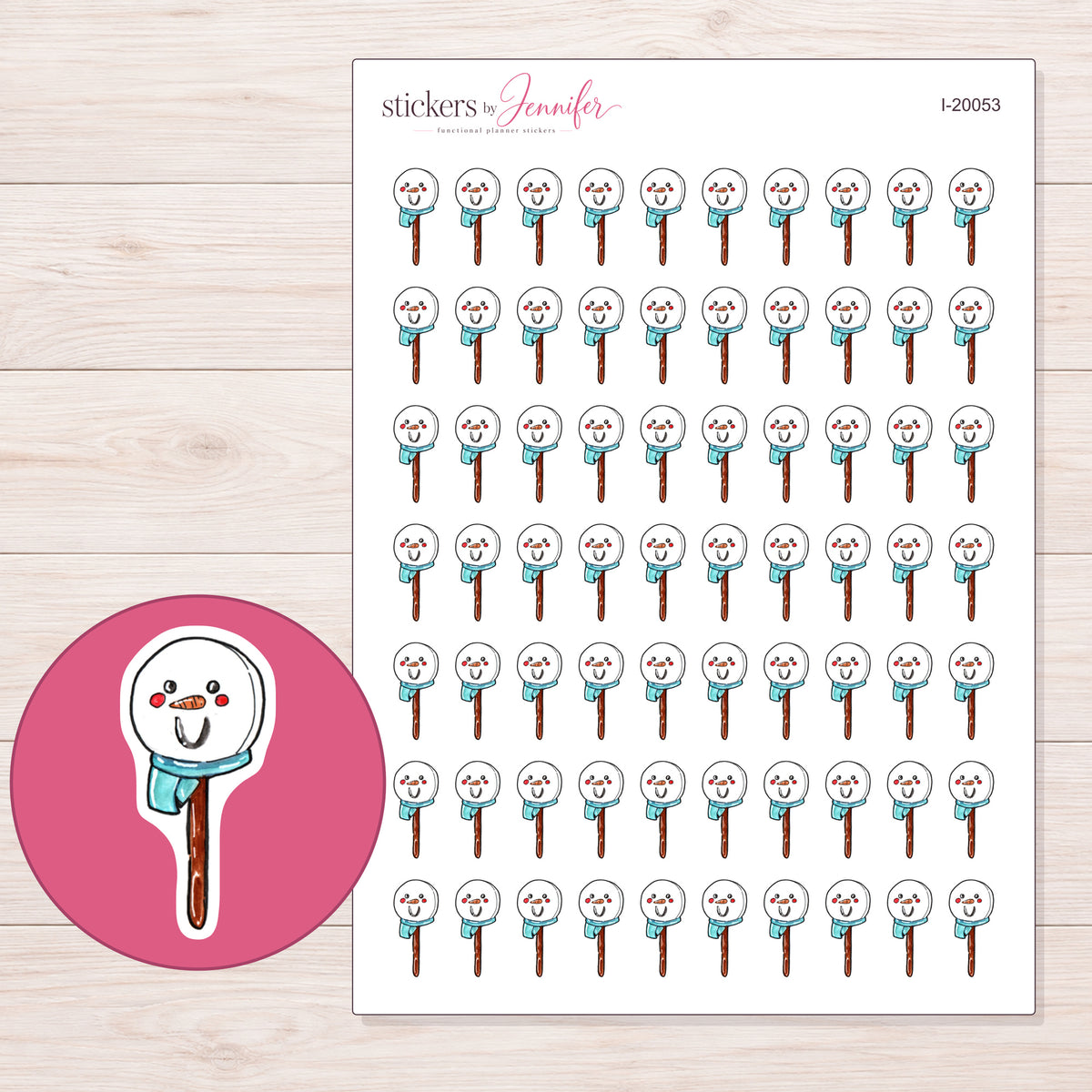 I-20053 planner sticker sheet with enlarged sticker detail