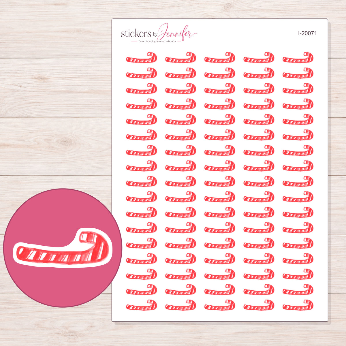 I-20071 planner sticker sheet with enlarged sticker detail