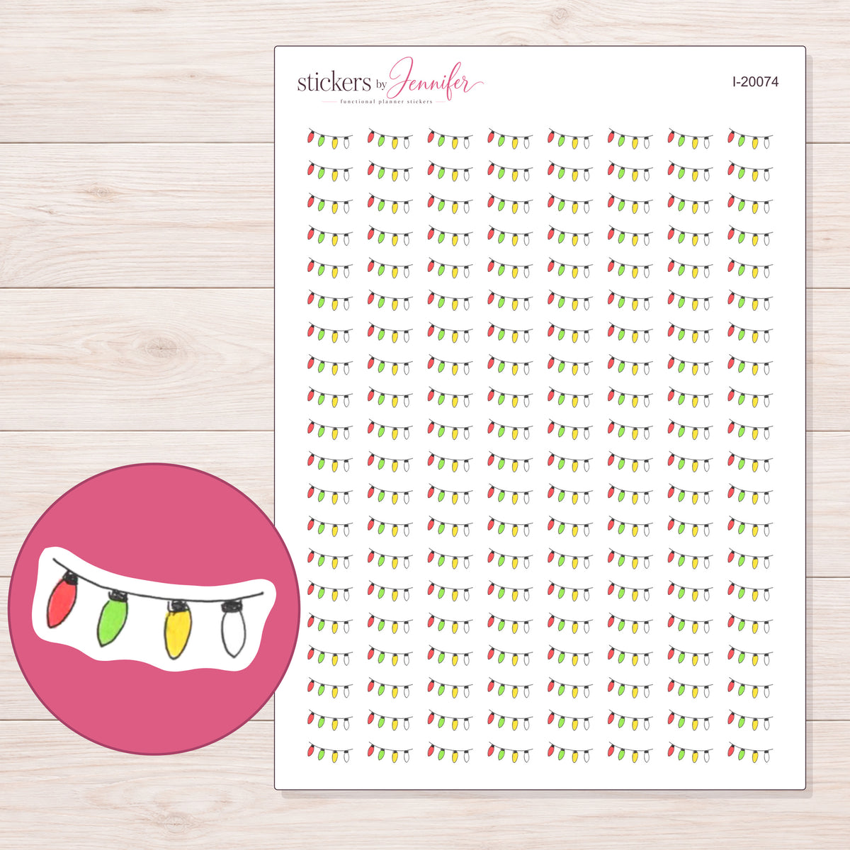 I-20074 planner sticker sheet with enlarged sticker detail
