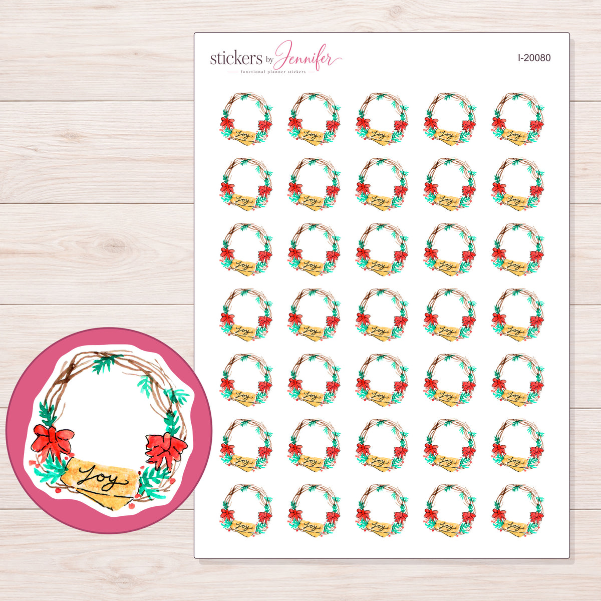I-20080 planner sticker sheet with enlarged sticker detail