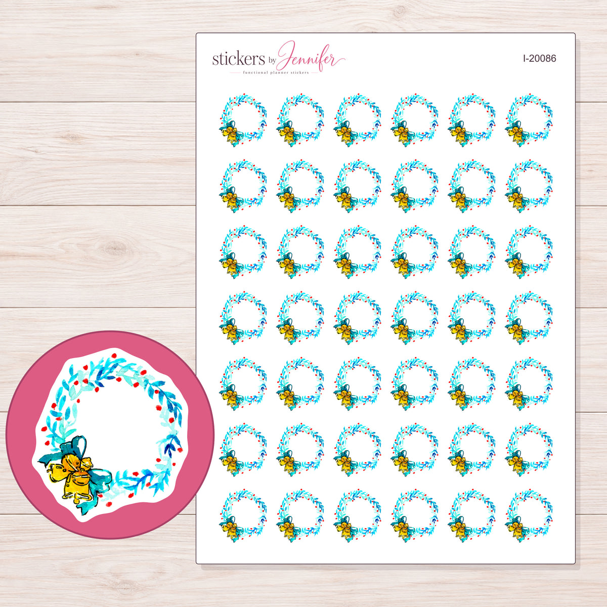 I-20086 planner sticker sheet with enlarged sticker detail