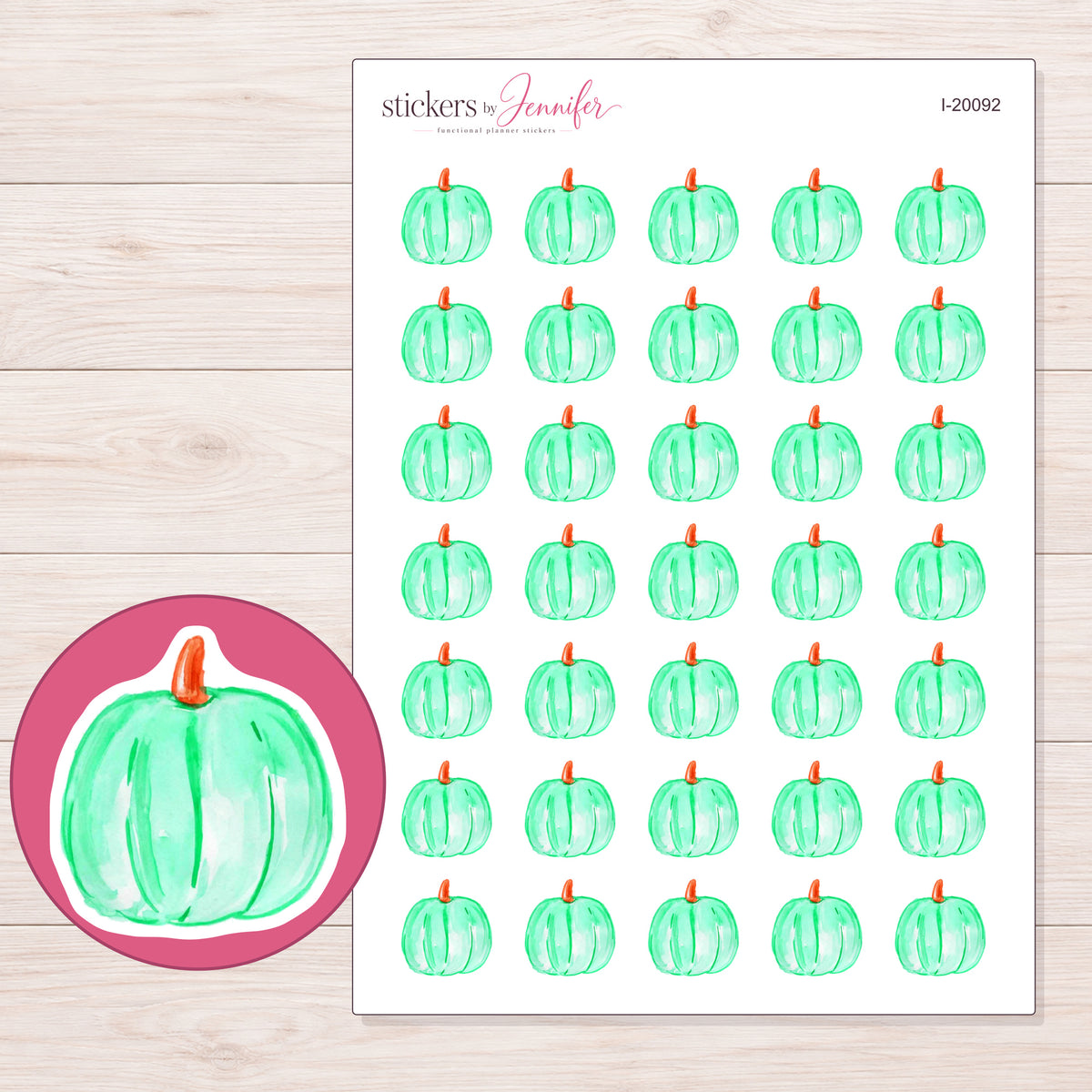 I-20092 planner sticker sheet with enlarged sticker detail