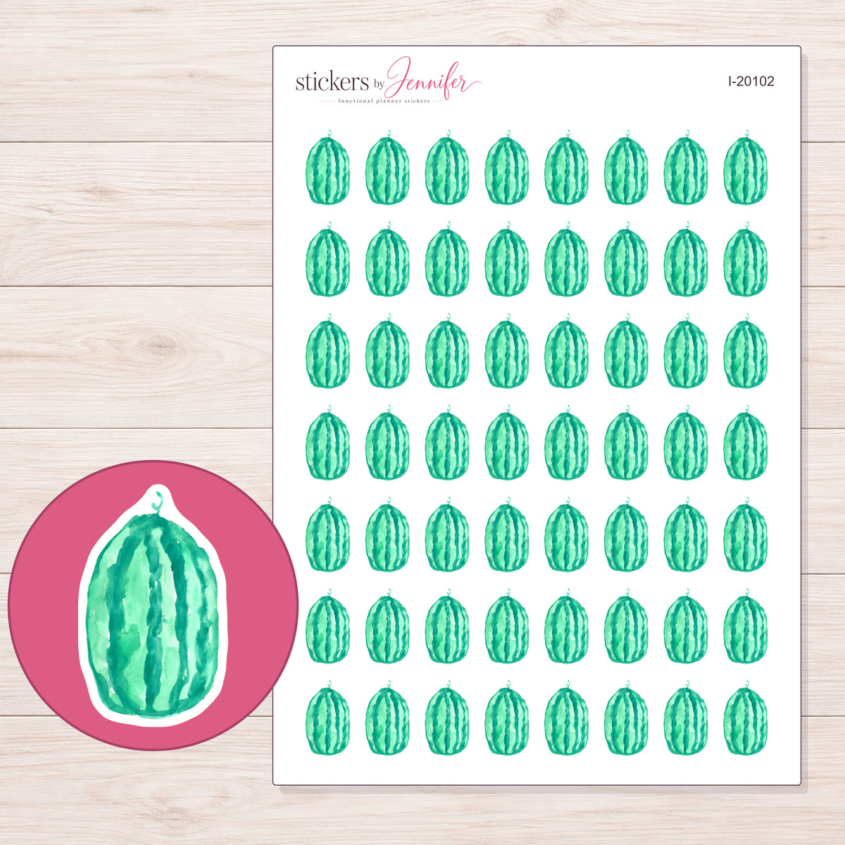 I-20102 planner sticker sheet with enlarged sticker detail