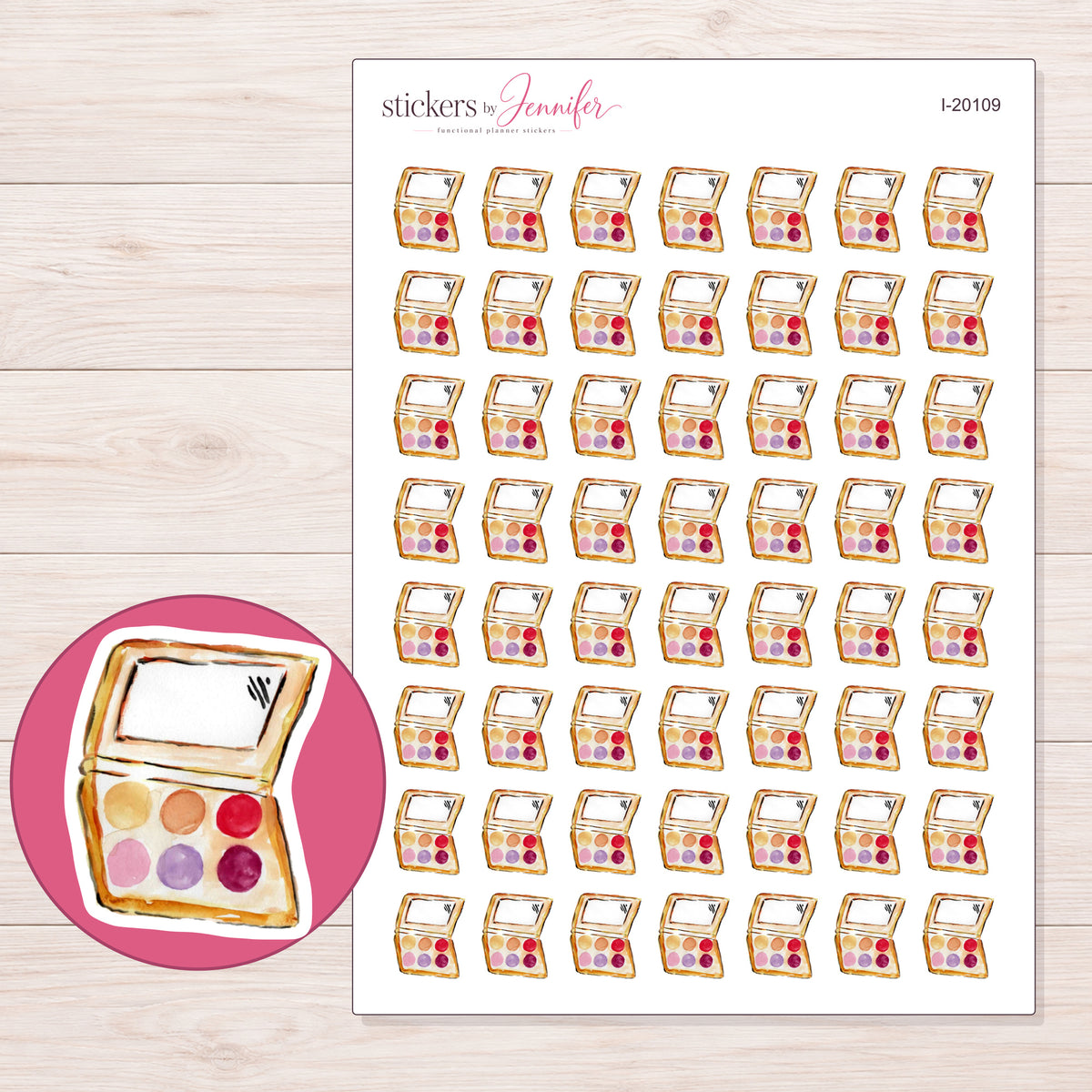 I-20109 planner sticker sheet with enlarged sticker detail