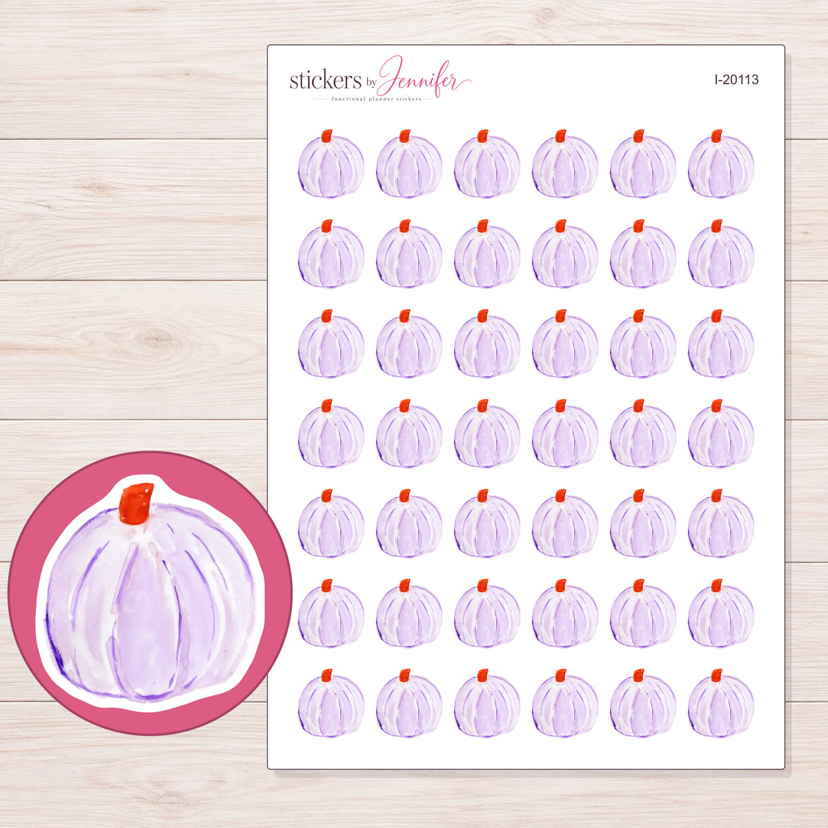 I-20113 planner sticker sheet with enlarged sticker detail