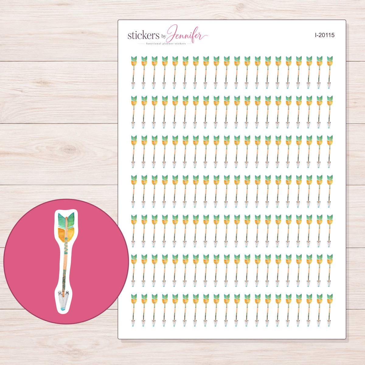 I-20115 planner sticker sheet with enlarged sticker detail