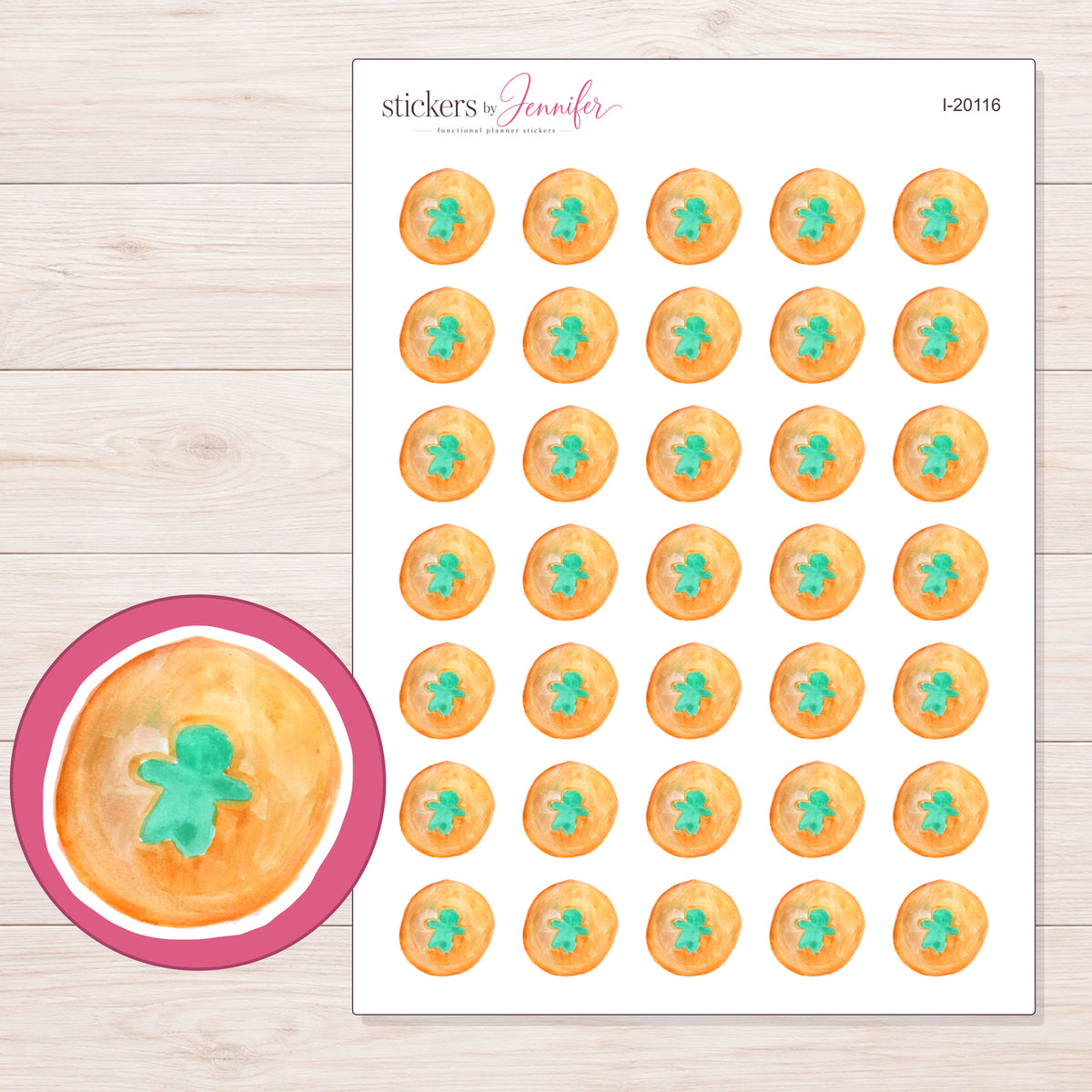 I-20116 planner sticker sheet with enlarged sticker detail