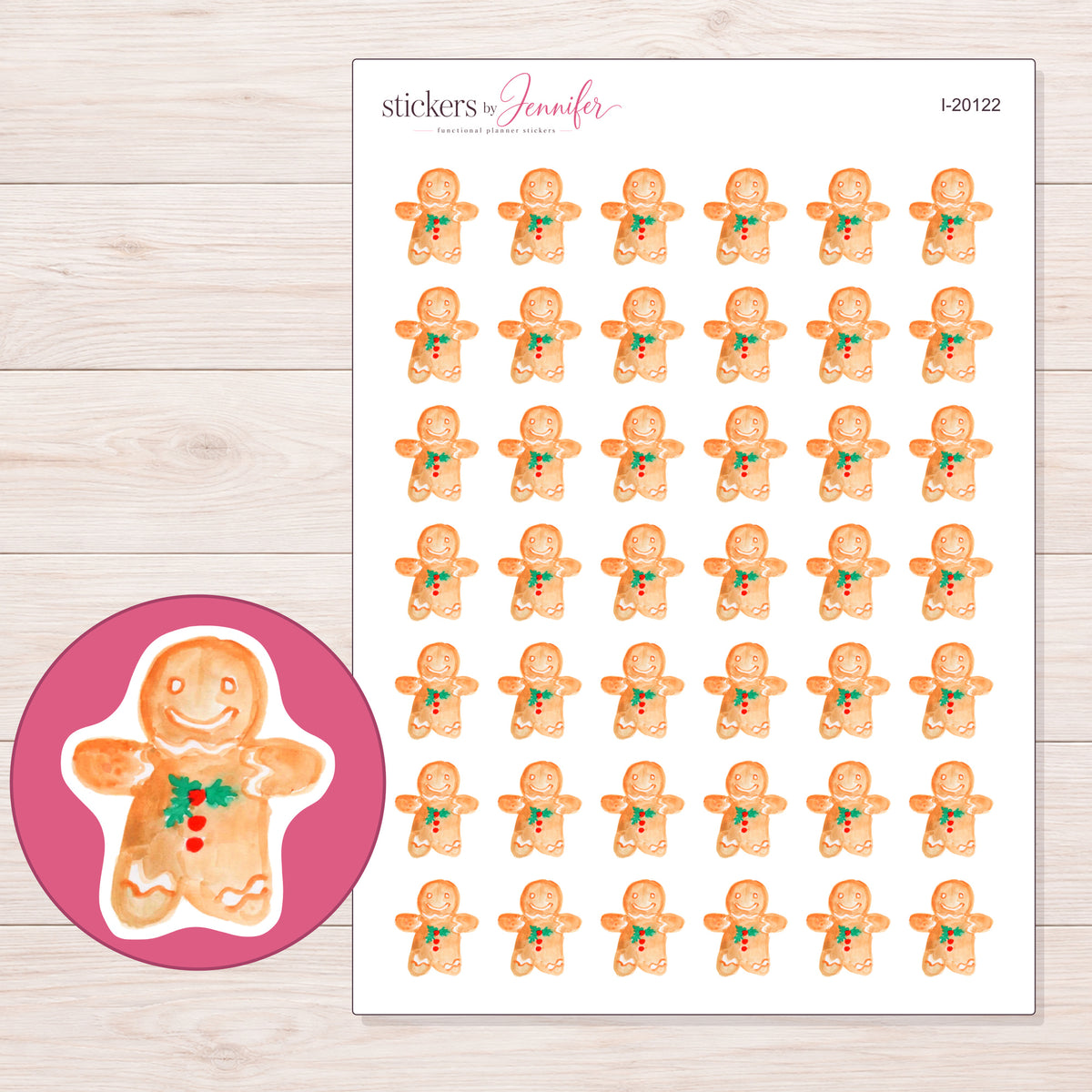 I-20122 planner sticker sheet with enlarged sticker detail