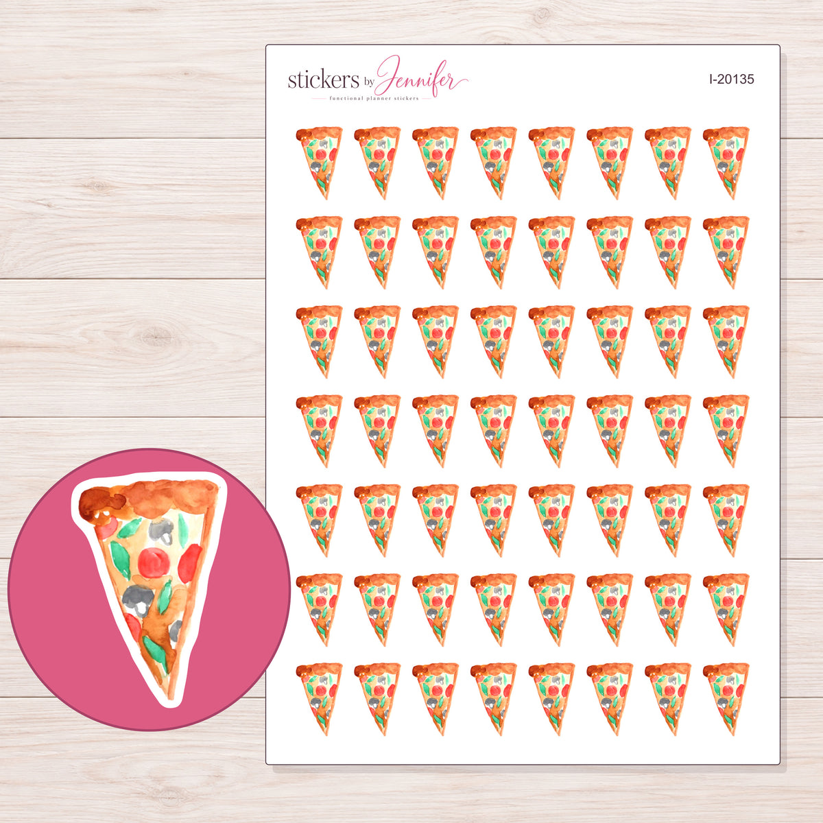 I-20135 planner sticker sheet with enlarged sticker detail