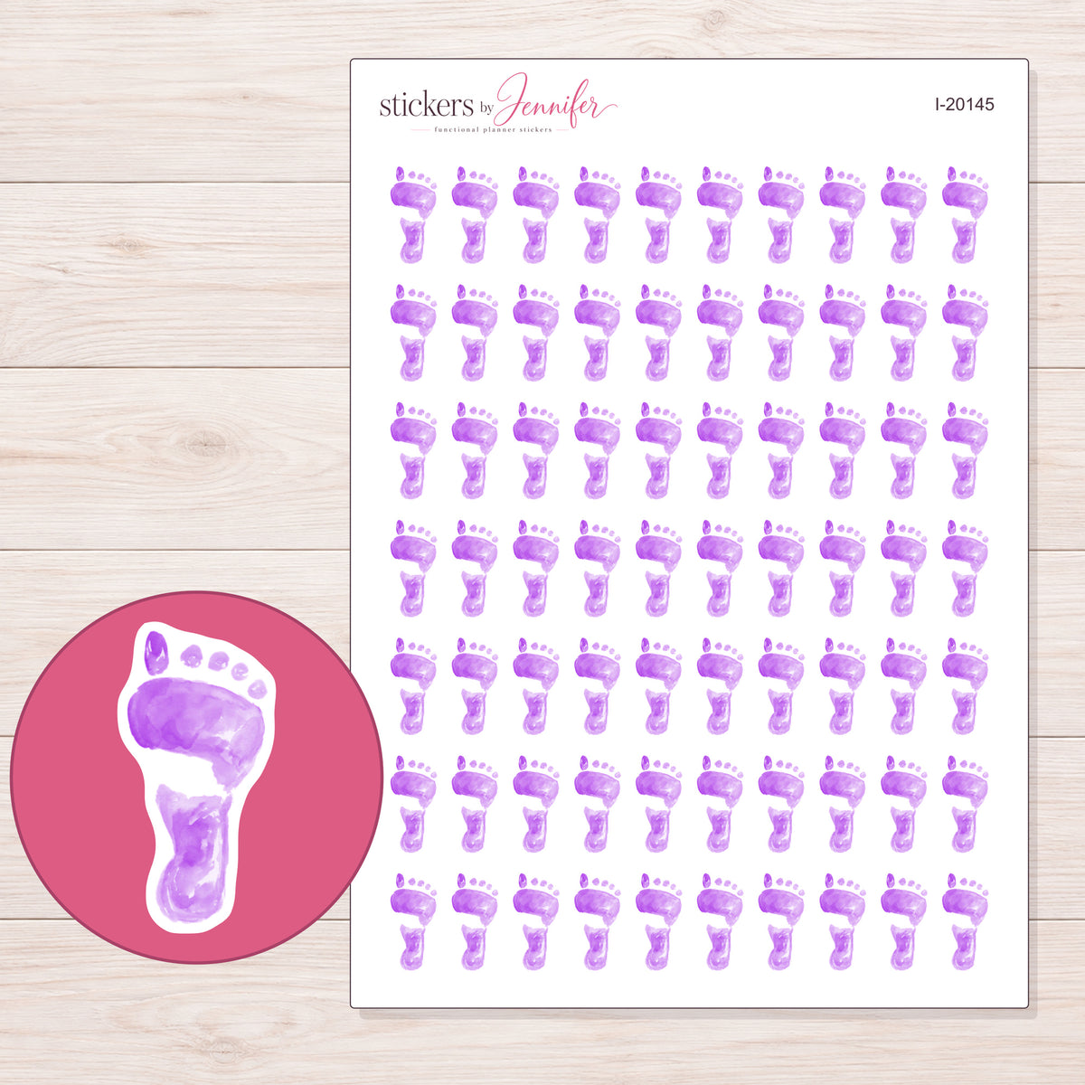 I-20145 planner sticker sheet with enlarged sticker detail