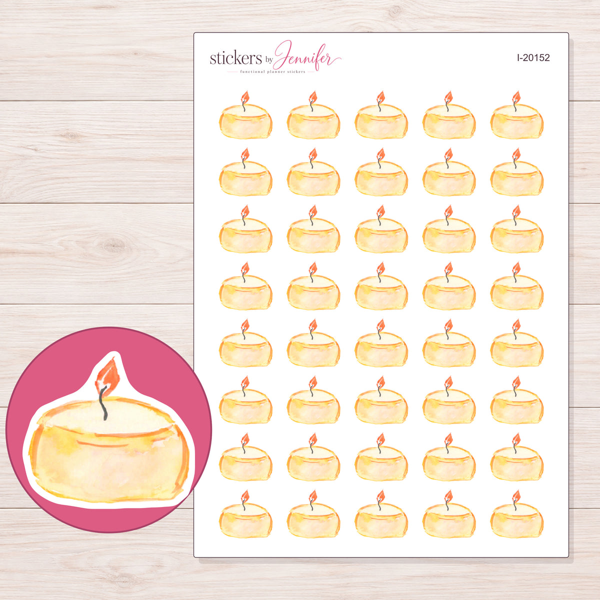 I-20152 planner sticker sheet with enlarged sticker detail