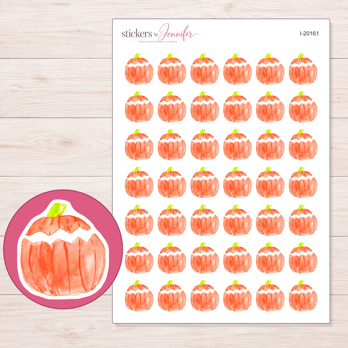 I-20161 planner sticker sheet with enlarged sticker detail