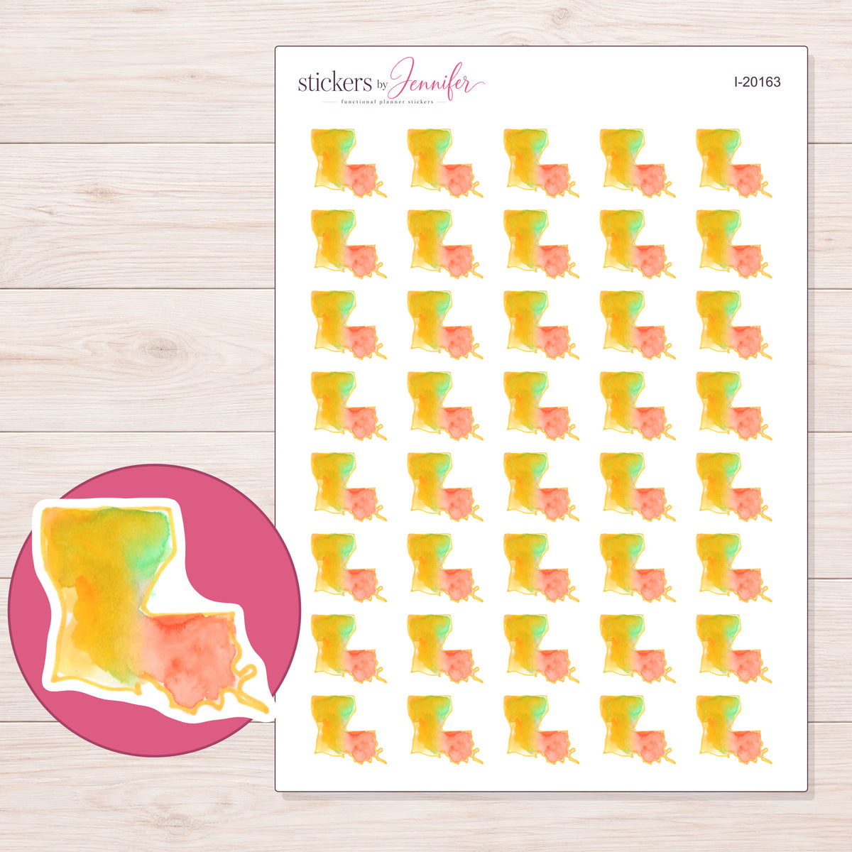I-20163 planner sticker sheet with enlarged sticker detail