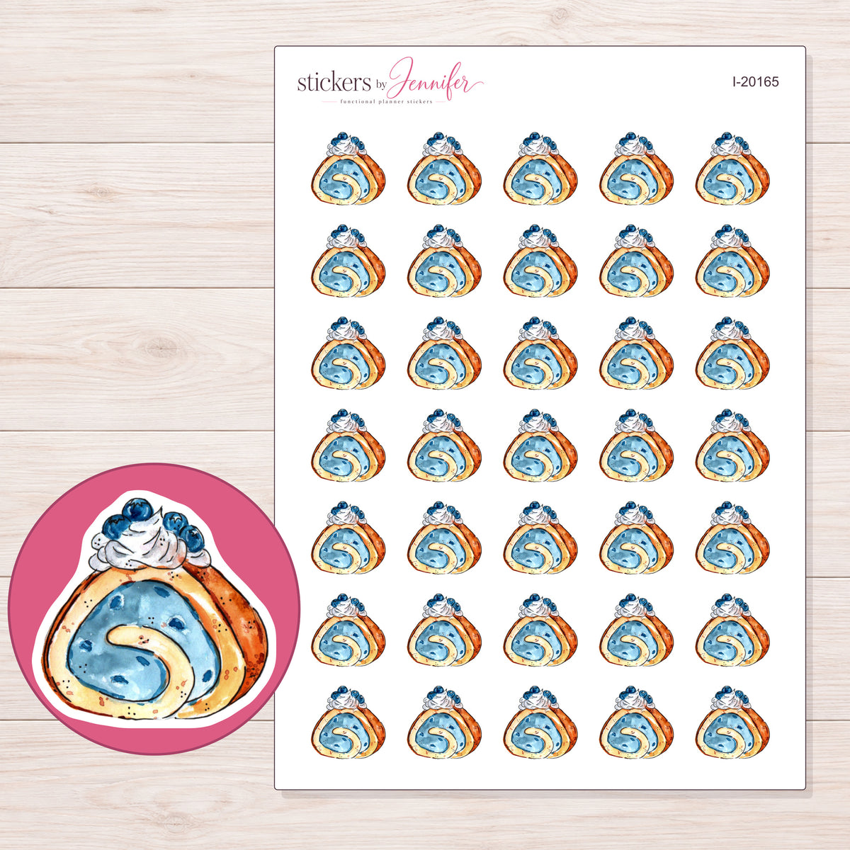 I-20165 planner sticker sheet with enlarged sticker detail