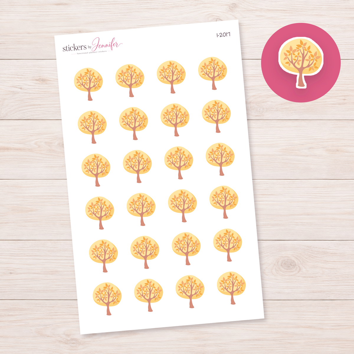 Peach Autumn Tree Planner Stickers | I-2017