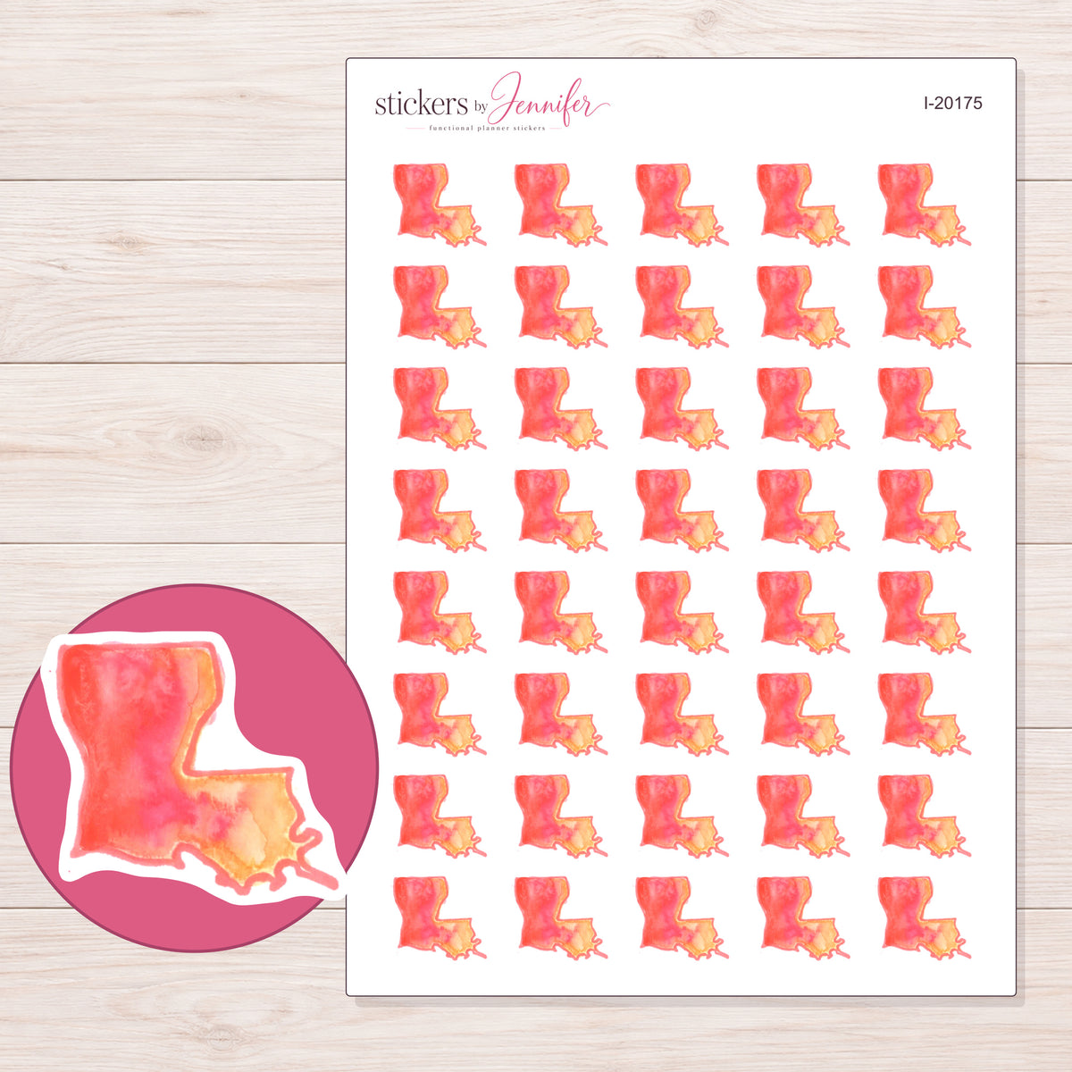 I-20175 planner sticker sheet with enlarged sticker detail