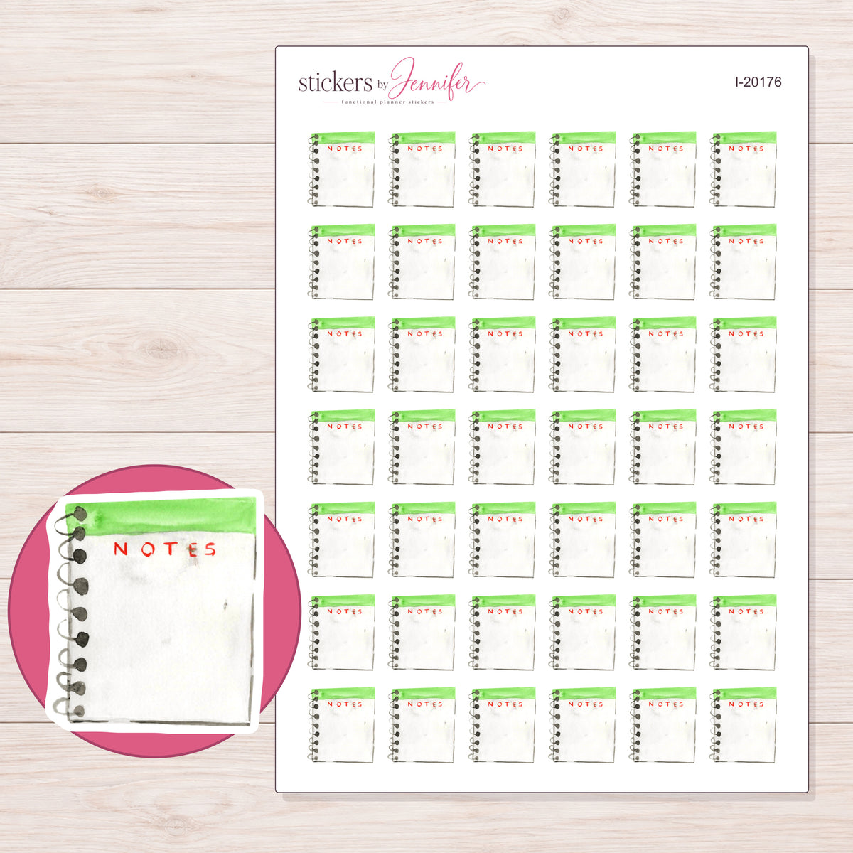 I-20176 planner sticker sheet with enlarged sticker detail