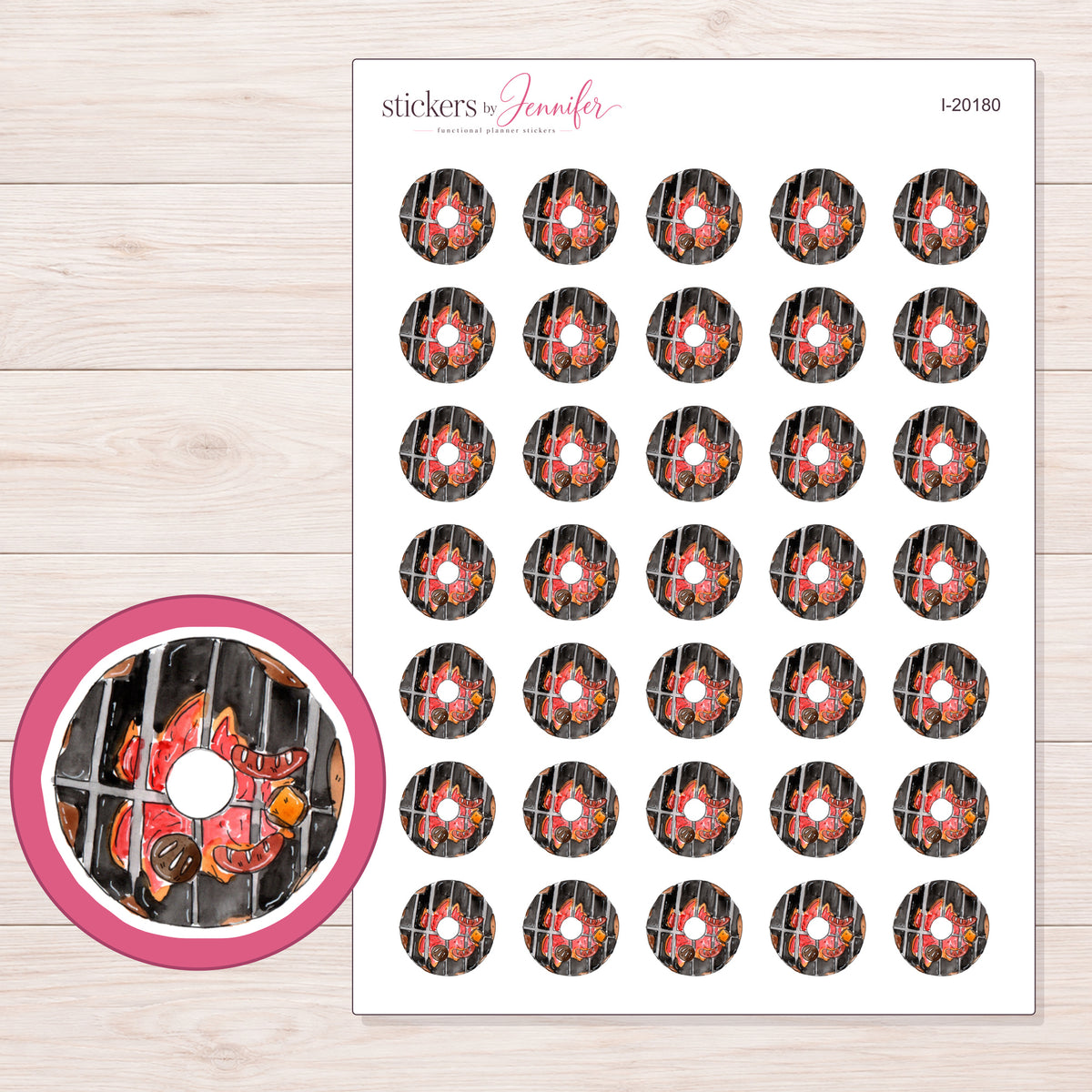 I-20180 planner sticker sheet with enlarged sticker detail