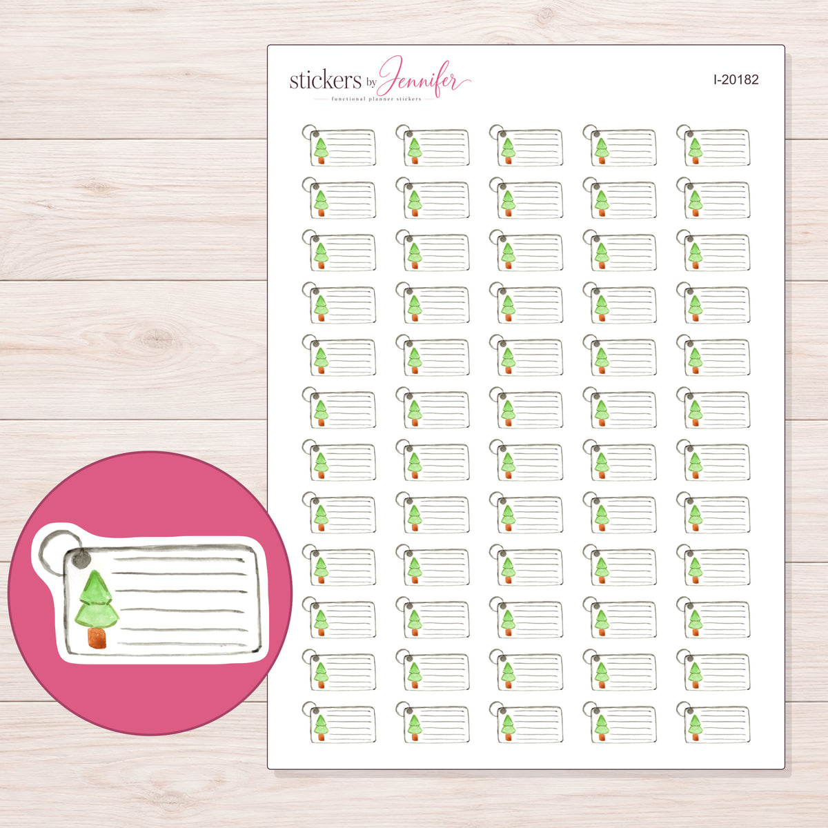 I-20182 planner sticker sheet with enlarged sticker detail