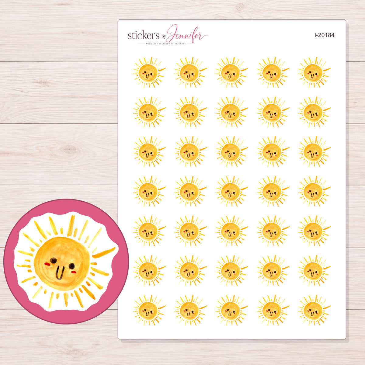 I-20184 planner sticker sheet with enlarged sticker detail