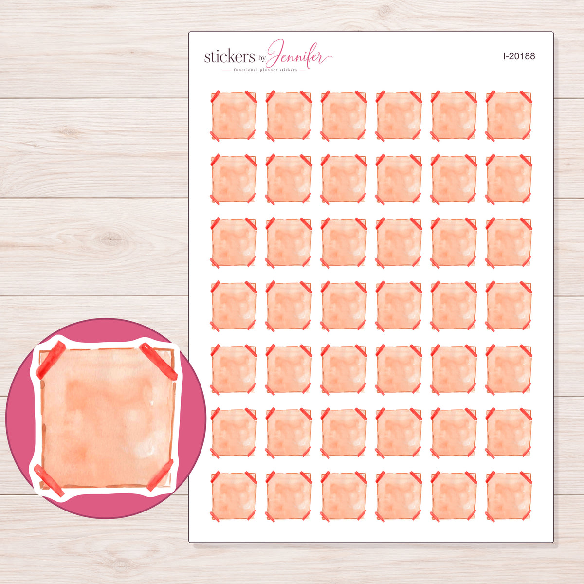 I-20188 planner sticker sheet with enlarged sticker detail