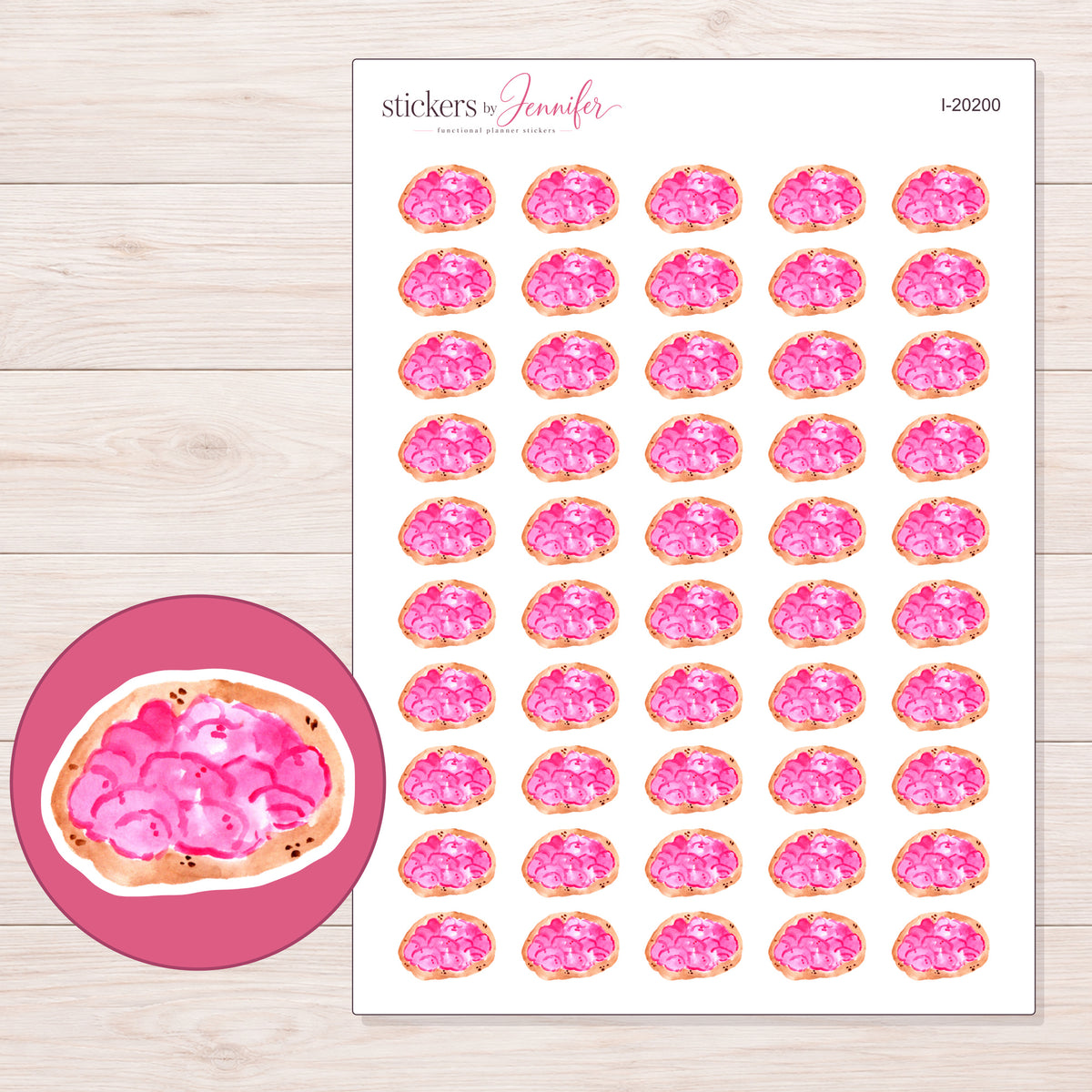 I-20200 planner sticker sheet with enlarged sticker detail
