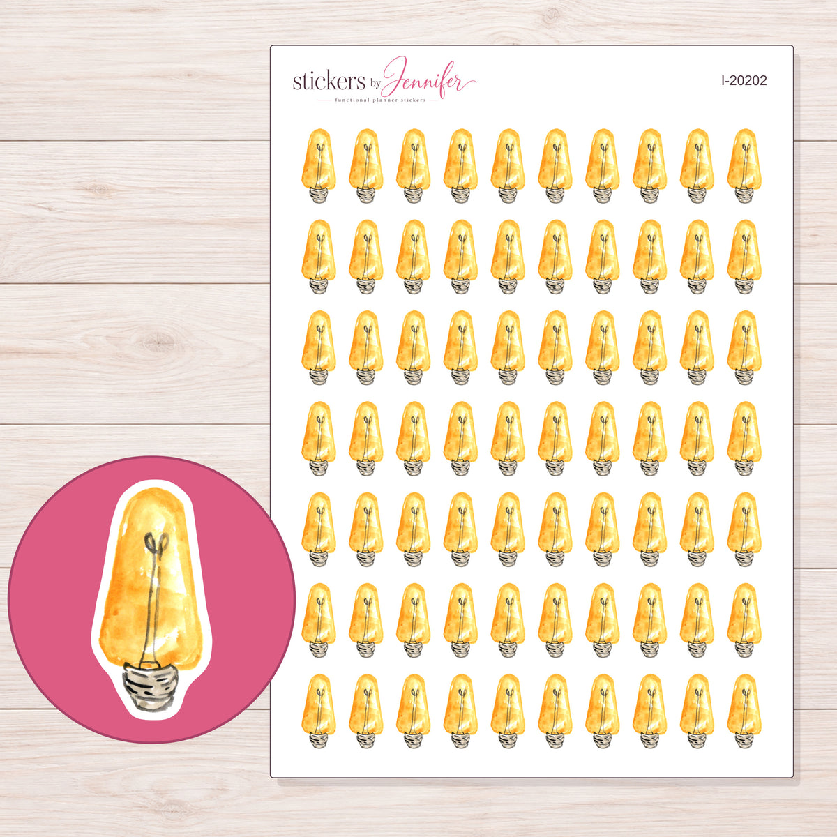 I-20202 planner sticker sheet with enlarged sticker detail