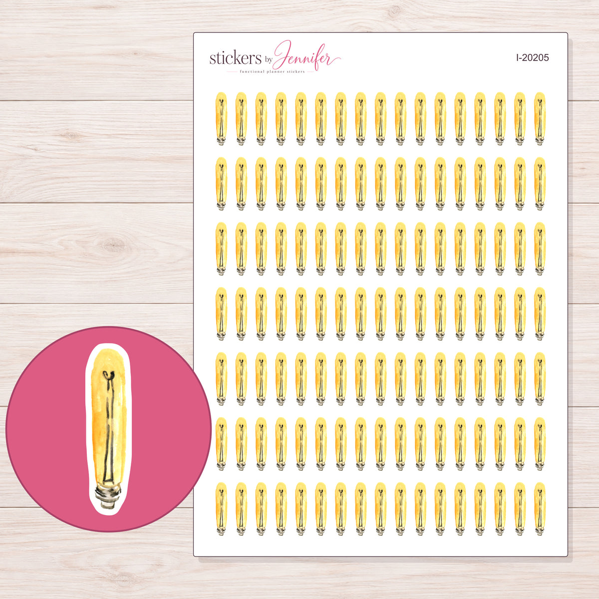 I-20205 planner sticker sheet with enlarged sticker detail