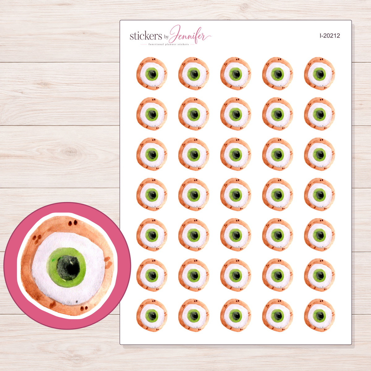 I-20212 planner sticker sheet with enlarged sticker detail