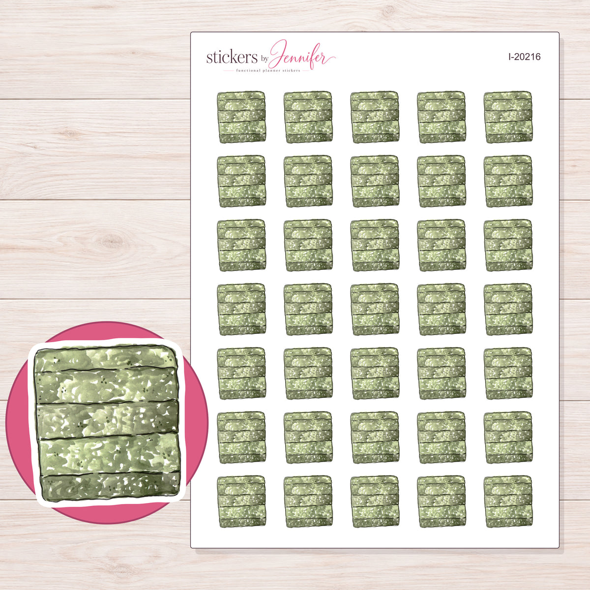 I-20216 planner sticker sheet with enlarged sticker detail