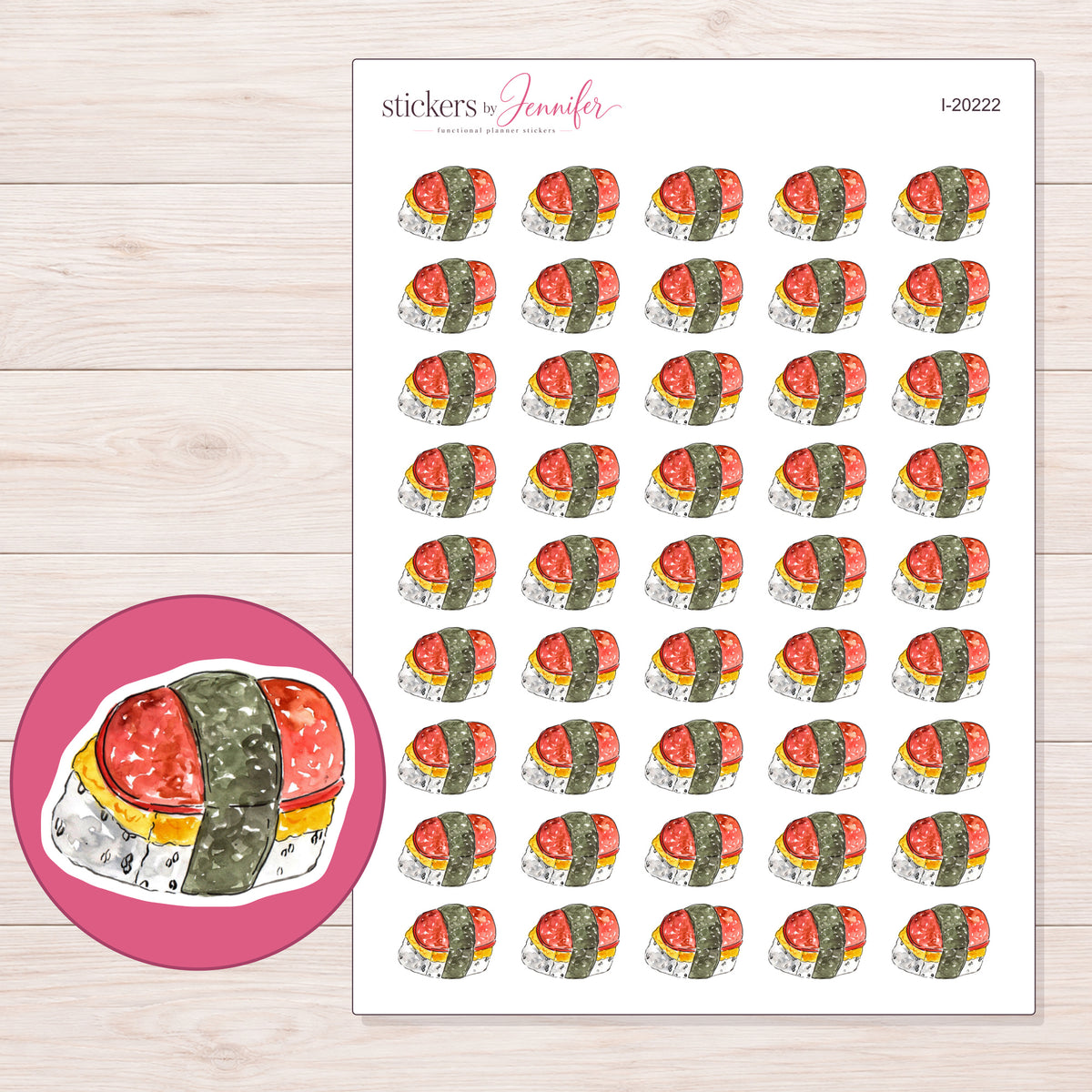 I-20222 planner sticker sheet with enlarged sticker detail