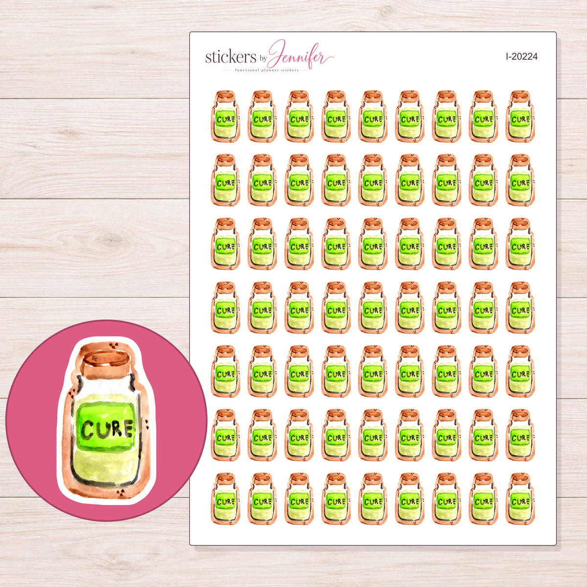 I-20224 planner sticker sheet with enlarged sticker detail
