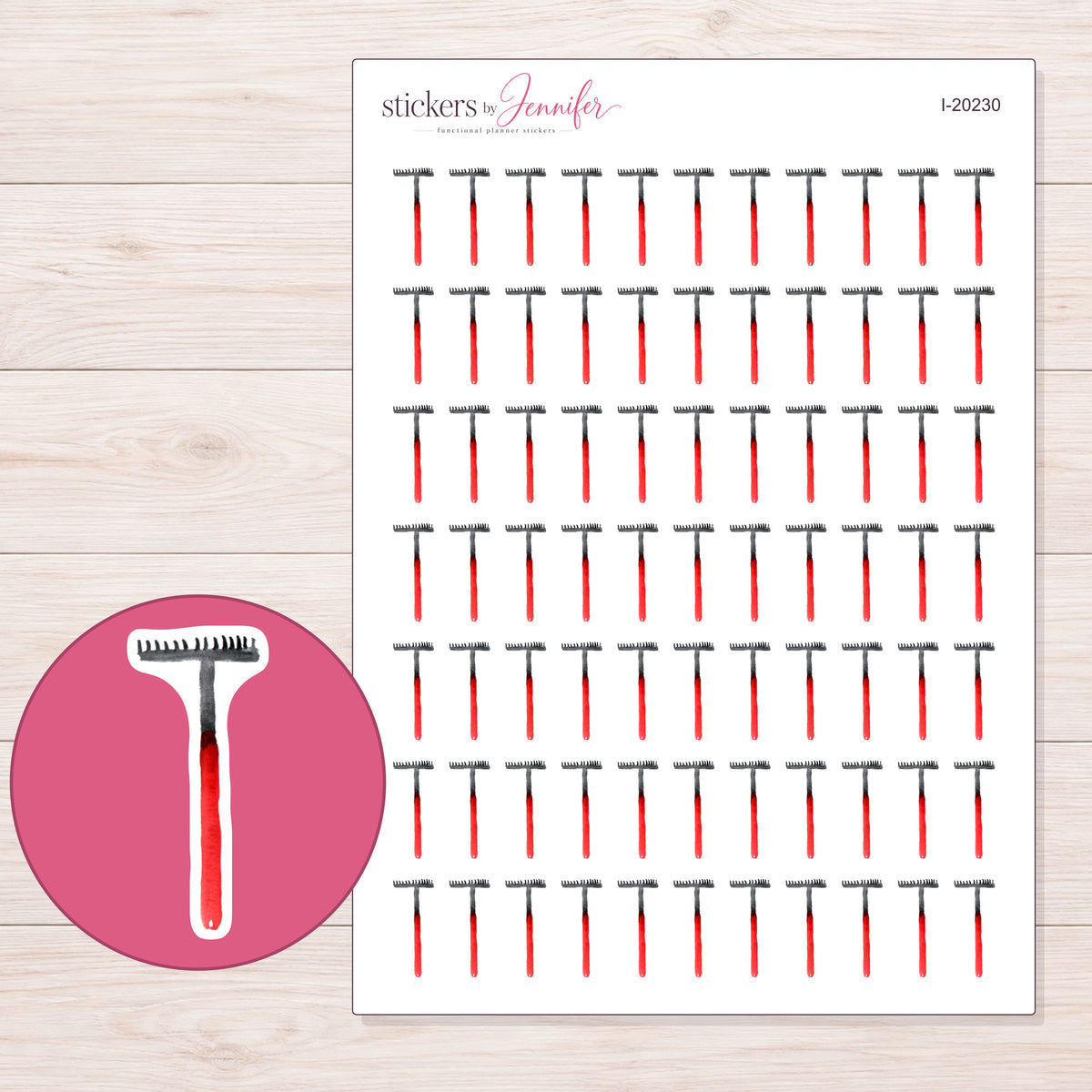 I-20230 planner sticker sheet with enlarged sticker detail
