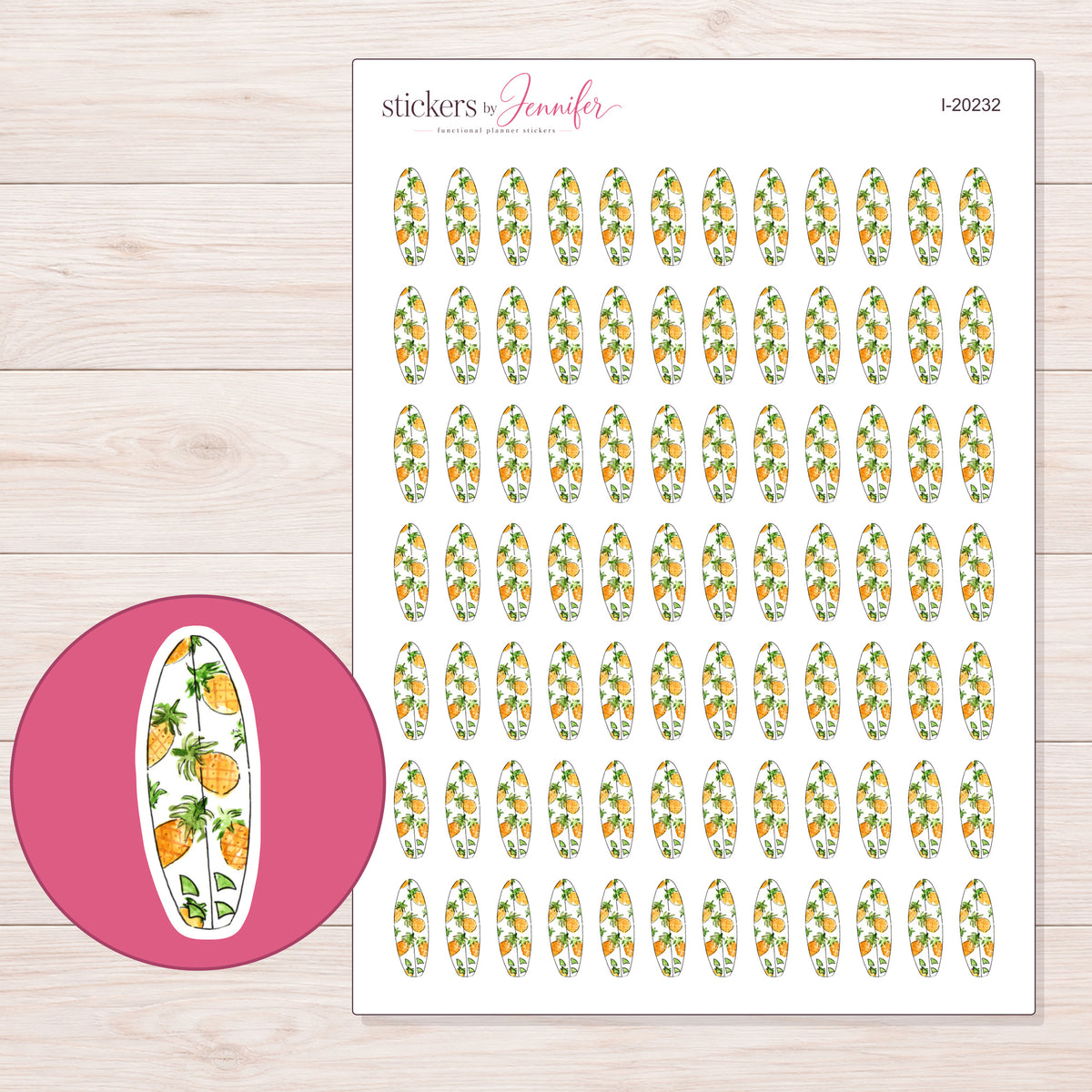 I-20232 planner sticker sheet with enlarged sticker detail