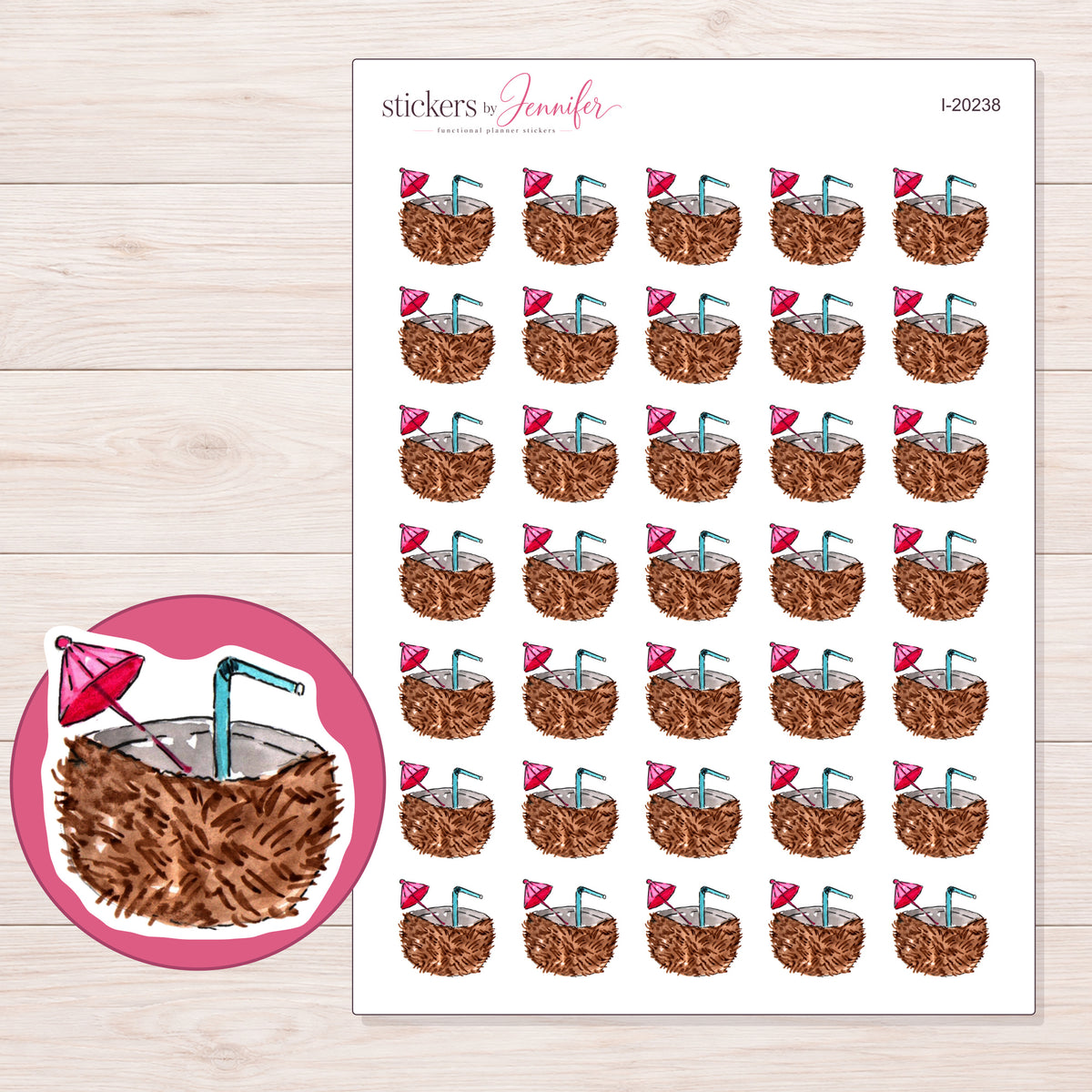I-20238 planner sticker sheet with enlarged sticker detail