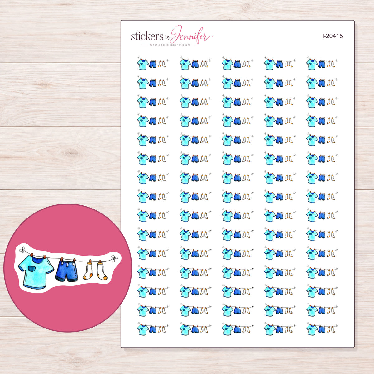 I-20415 planner sticker sheet with enlarged sticker detail
