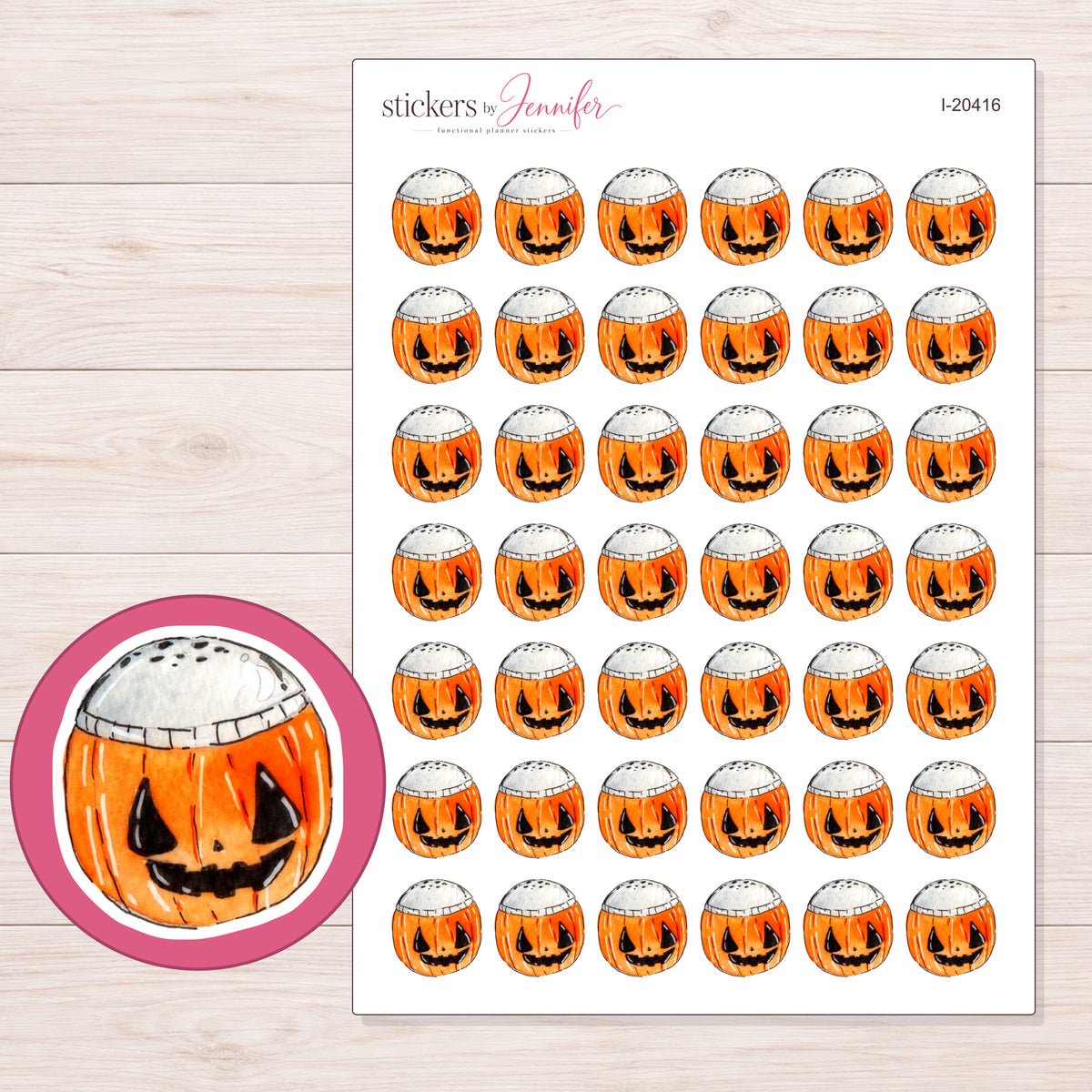 I-20416 planner sticker sheet with enlarged sticker detail