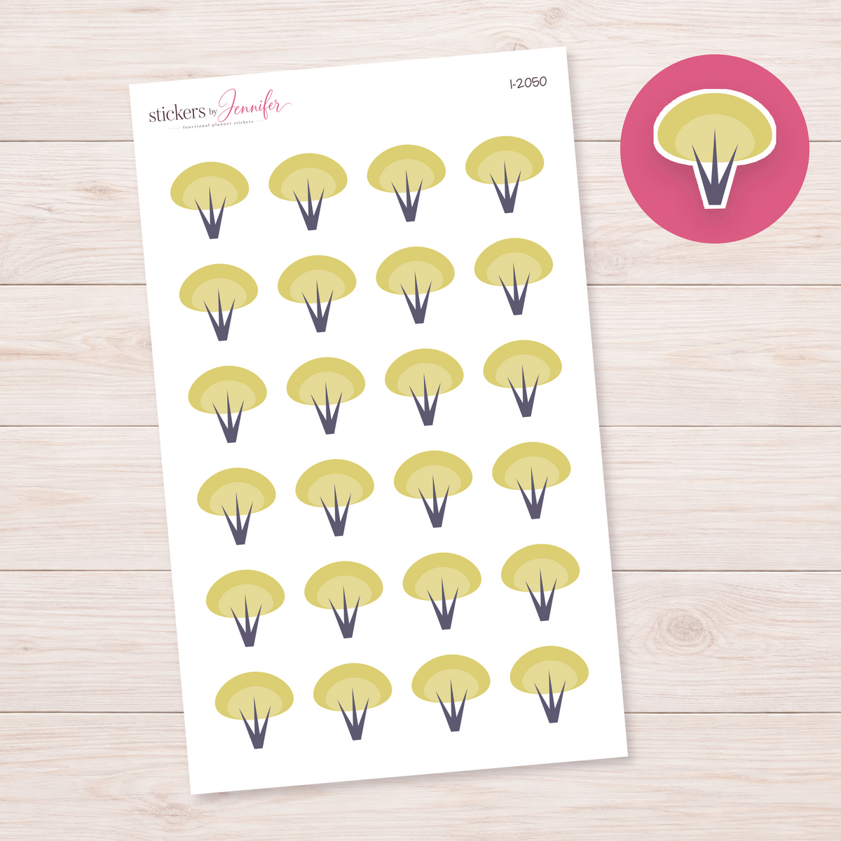 Golden Rounded Tree Planner Stickers | I-2050