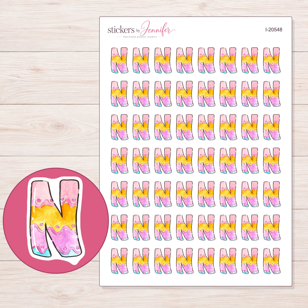 I-20548 planner sticker sheet with enlarged sticker detail