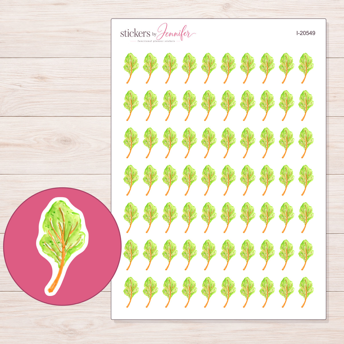 I-20549 planner sticker sheet with enlarged sticker detail