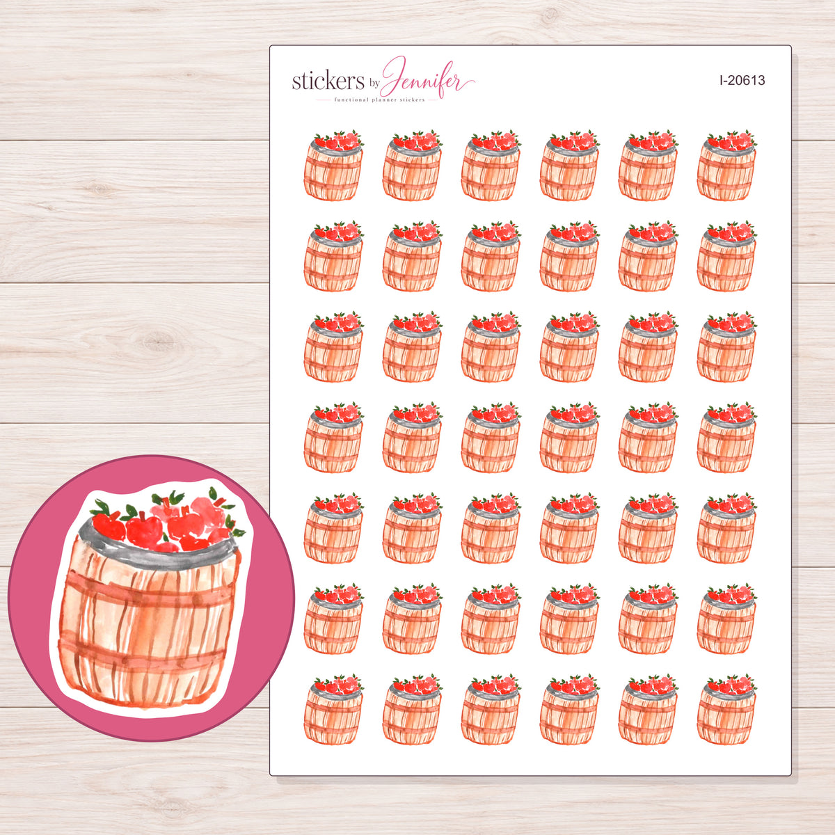I-20613 planner sticker sheet with enlarged sticker detail