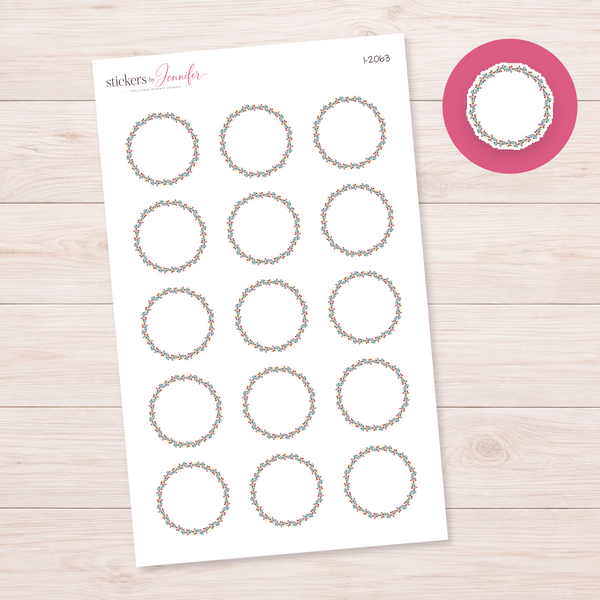 Tiny Multicolor Berry Wreath Planner Stickers | I-2063