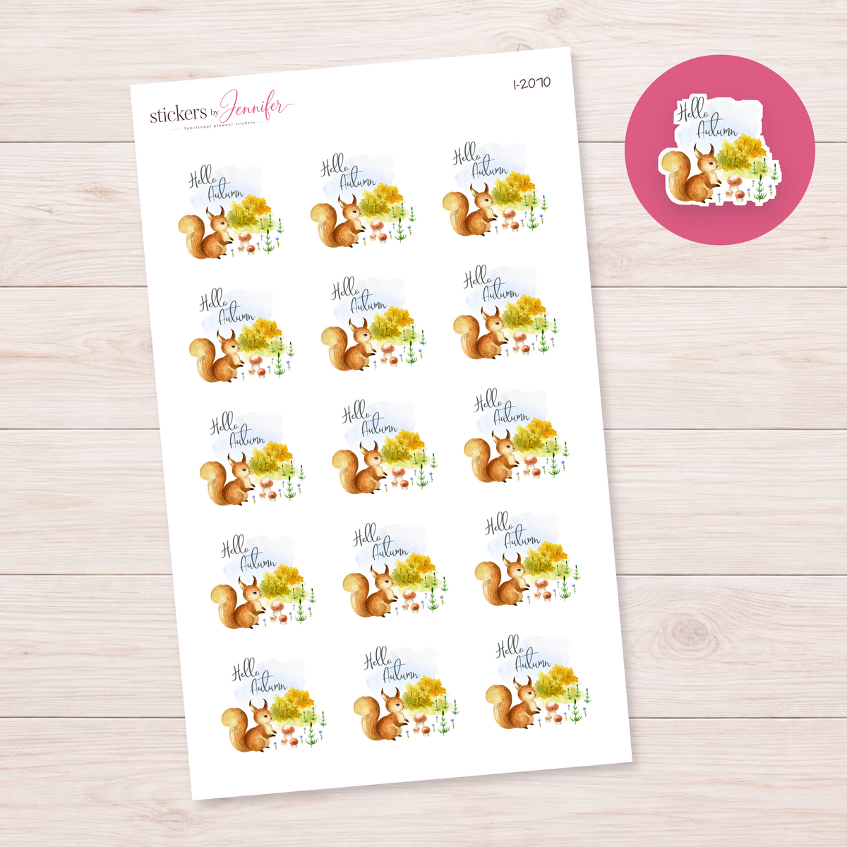 Hello Autumn Squirrel Planner Stickers | I-2070
