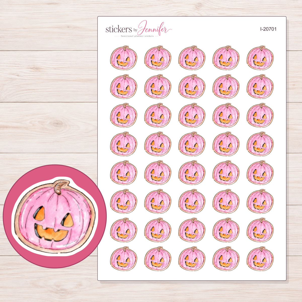 I-20701 planner sticker sheet with enlarged sticker detail