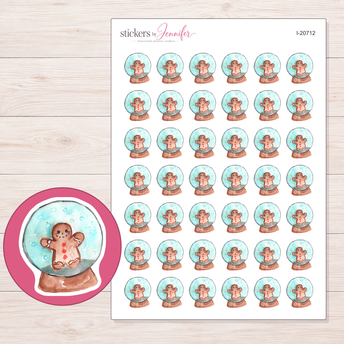 I-20712 planner sticker sheet with enlarged sticker detail