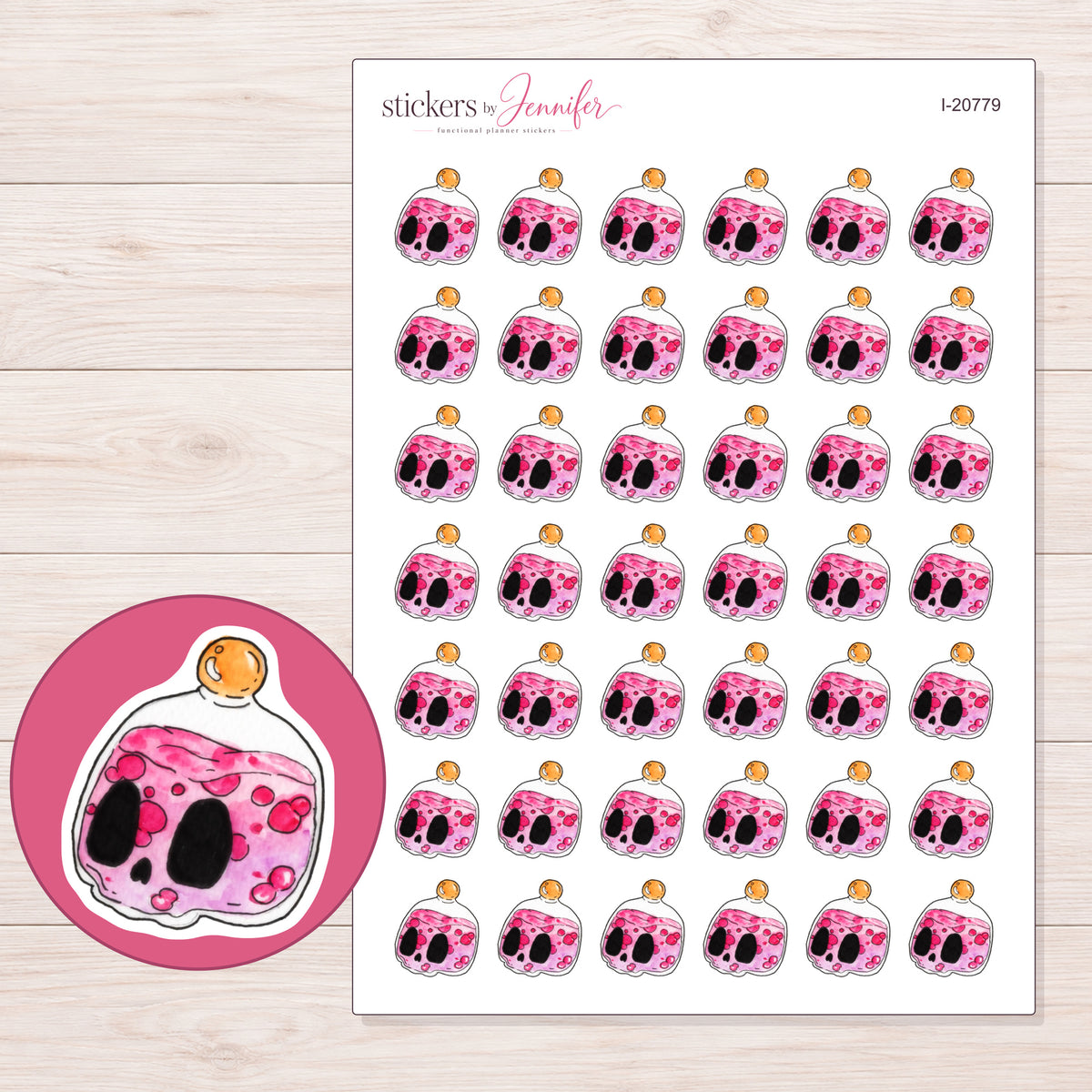 I-20779 planner sticker sheet with enlarged sticker detail